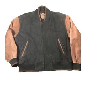 Vintage Members Only Leather Varsity Bomber Jacket Y2K Mens 2XL XXL